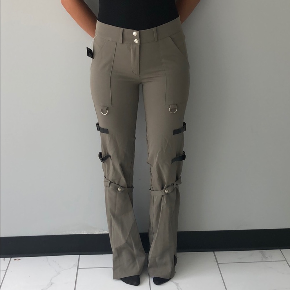 Designer pants with buckles
